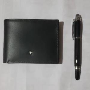 Mont Blanc Wallet and Pen Genuine Leather Set