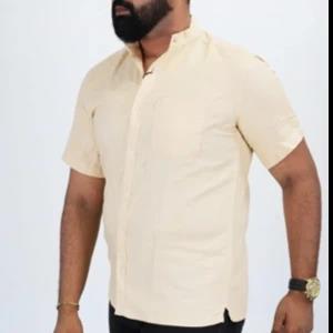 Apparelco short sleeve linen shirts with Chinese collar