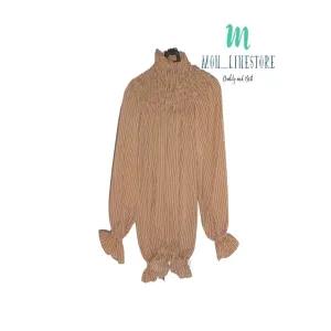 Brown XL Women Smocked Pullover Top New Fashion