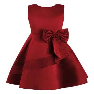 Burgundy 2Y Girls Summer Sleeveless Princess Dress Elegant W