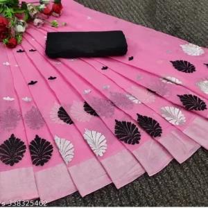 Generic Embroidered Chanderi Cotton Saree with Blouse