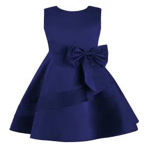 Generic Girls Summer Sleeveless Princess Dress Elegant Navy Blue 10Y