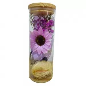 Purple Artificial Sunflower in Glass Dome Gifts for Women En