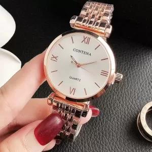 Rosegold Plain CONTENA Lovely Ladies Girls Casual Analog Qua