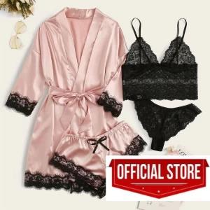 sexy Wedding Night Dress Robe With Belt 4pcs set