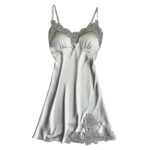 Sexy Women Silk Robe Dress Nightdress Lace
