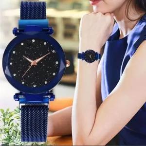 Generic Ladies Magnet Watch Blue Starry Sky Purple
