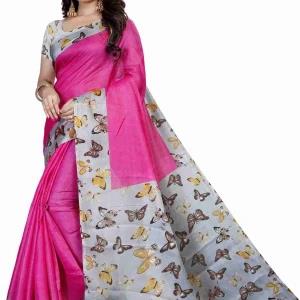 Butterfly Printed Saree with Blouse material