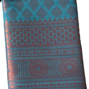 Copper Blue Brocade Saree with Blouse Material