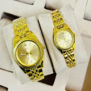 Gold New Mens Womens Casual Fashion Cuople Rolex Gold/ sil