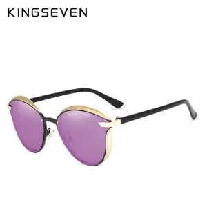 Gold Purple Ladies Cat Eye Fashion Sun Glasses Women Polariz