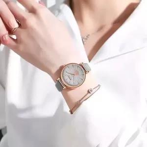 CURREN Ladies Fashion Grey Flower Wrist Watch