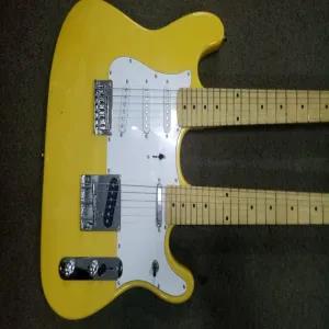 Light yellow Sun Smile Yellow Double Neck Electric Guitar