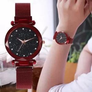 Red Starry Sky Ladies Girls Magnet Watch