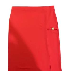 Women Plain Colour Buckle Skirt