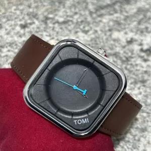 Dark Brown Tomi Casual Watch for Men Simple Square Dial Case