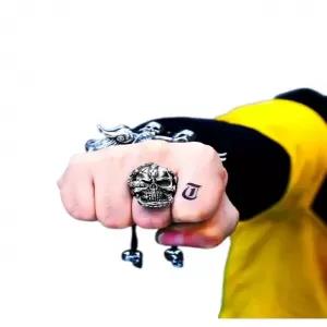 Devil Beier 316L Stainless Steel Skull Mens Rings Death Sna