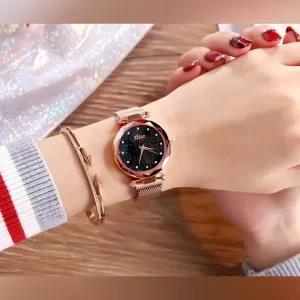 Generic Magnet Watch Ladies Girls Rosegold Brown Black