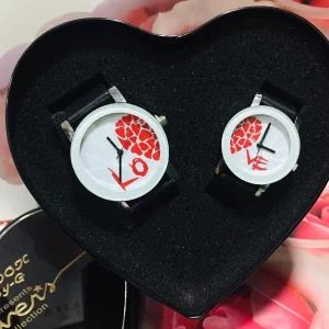 Lovely Couple Watch For Women Men With Heart Box