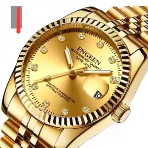 Men Gold Watch FNGEEN Top Luxury Crystel Gold Watch