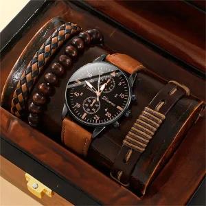 Men Watch Bracelet Fashion Brown Quartz Wrist Watches