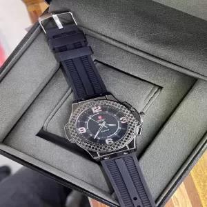 Black Leather stripe Men Boys office casual fashion Watch