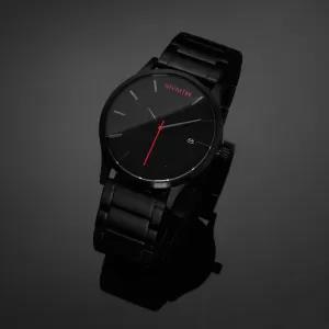 Black MVMTM Mens Simple Black Quartz Watch, Bracelete Wristw