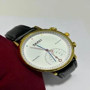 Black New Skmei Simple Fashion Casual Mens Watch Leather St