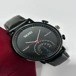 Black New Skmei Simple Fashion Casual Mens Watch Leather St