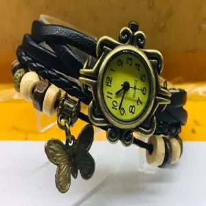 Black New Womens Casual Fashion Leather Quartz Watch