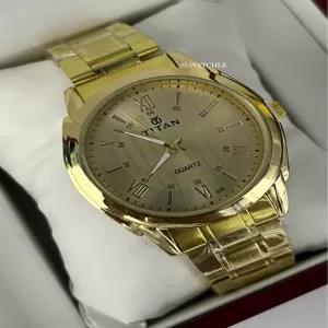 Gold Men Boys Casual Watch