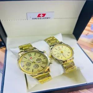 Gold Mens And Girls Cuople Silver /Gold Watch