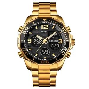 Gold Skmei 1649 Dual Time Gold/Black Mens Casual Watch