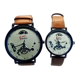 Signature Brand Leather Band Lovely Couple Watches
