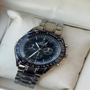 Silver Mens Boys Fashion Silver Black Watch