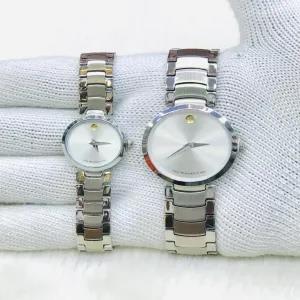 Silver New Mens And Womens Casual Cuople Movado Watch