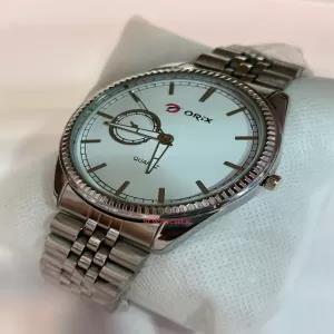 silver New Mens Casual White Face Casual Watch