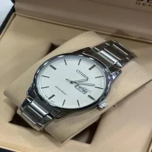 Silver New Mens Simple Citizen Day And Date Watch