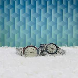 Silver New WOMENS AND BOYS CASUAL COUPLE WATCH