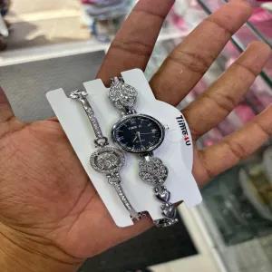 Silver New Womens Casual Silver/Black/Rose Gold Watch