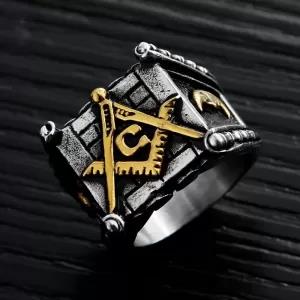 Vintage Men Ring Freemasonry Masonic Punk Titanium For Busin