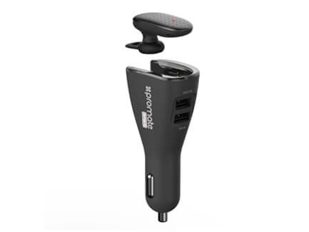 Promate Mini Wireless Headset with Smart Magnetic Car Charging Dock Black