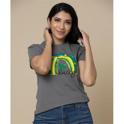 Short Sleeve Green Rainbow Printed T-Shirt