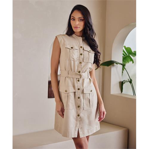 Safari Linen Dress With Pockets