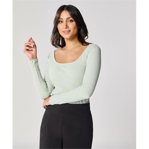Long Sleeve Baby Green Rib Top