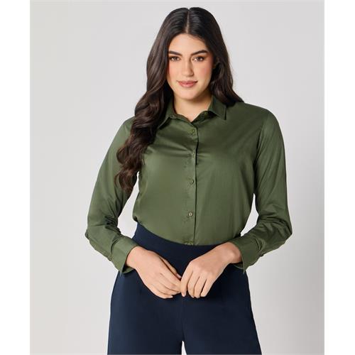 Formal Cotton Dark Green Shirt