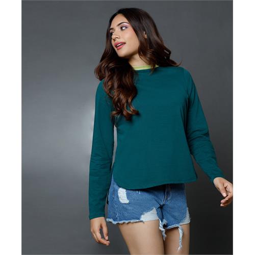 Long Sleeve Green Crew Neck T-Shirt