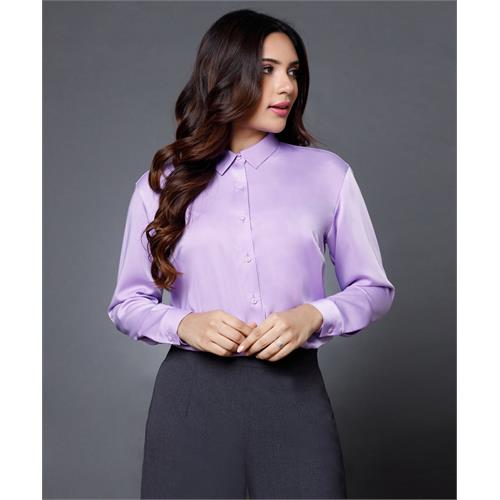 Work Wear Satin Shirt - Lavender