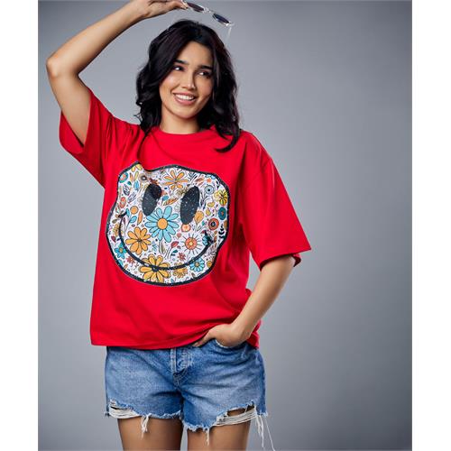 Smiling Doodle Face Oversized Tshirt