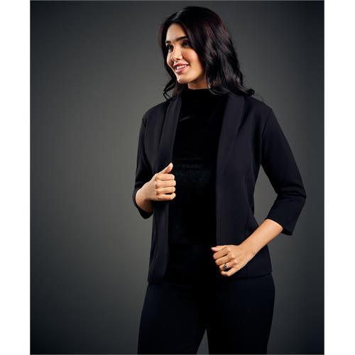 3/4 Sleeve Black Office Blazer